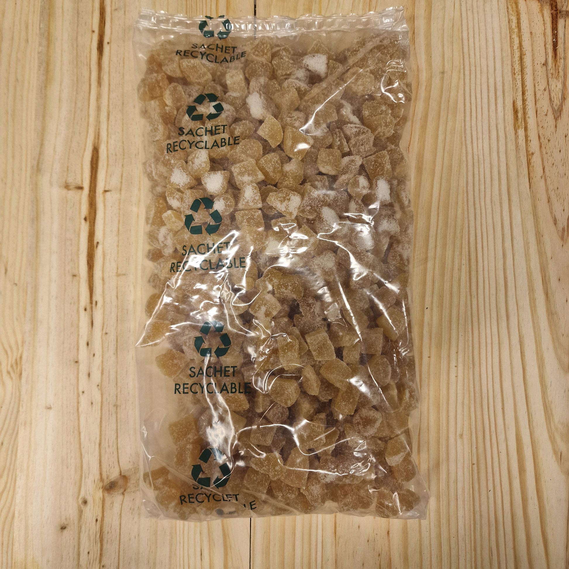 Gingembre confit biologique en sachet recyclable de 2.5 kg