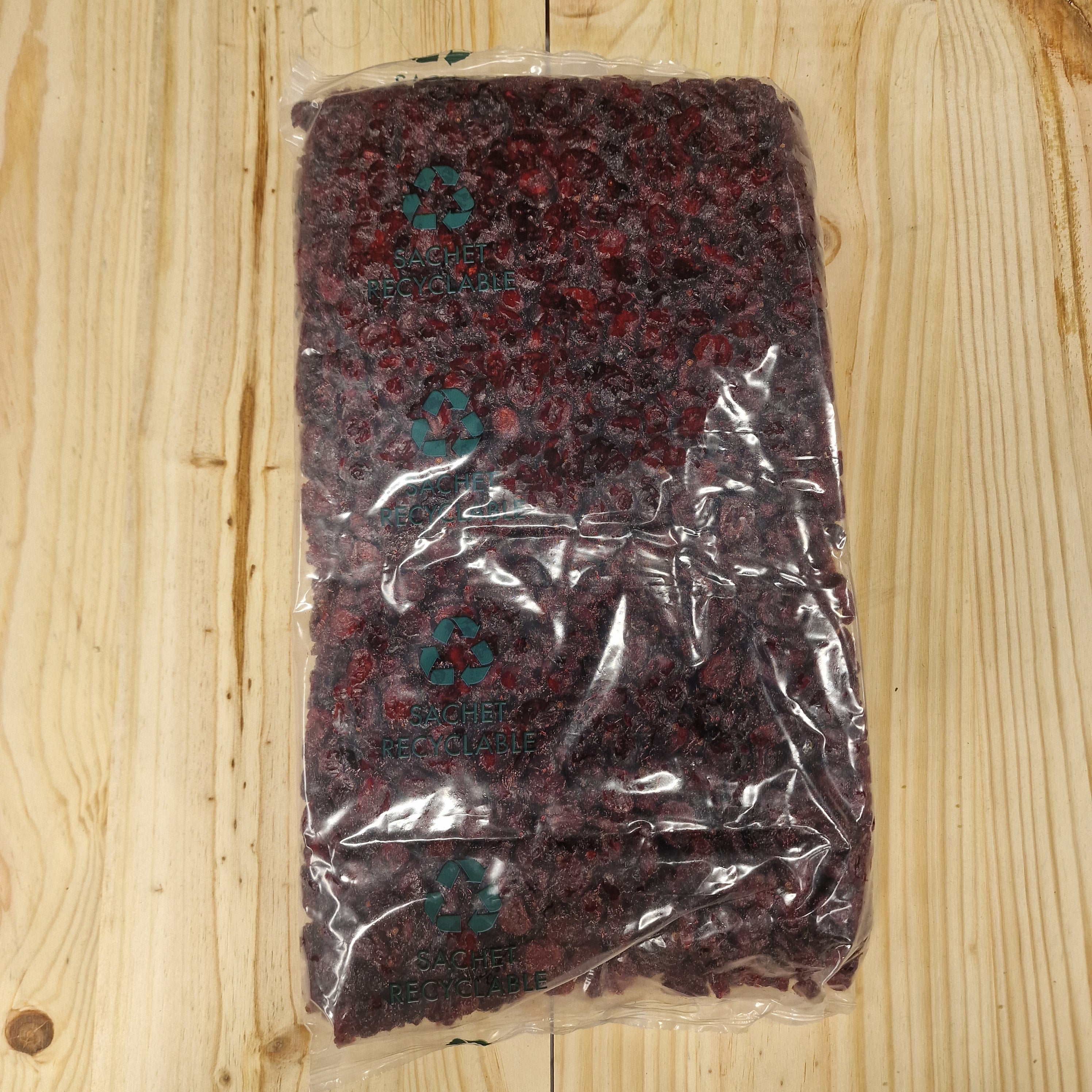 cranberries séchées biologique en sachet recyclable de 2.5 kg