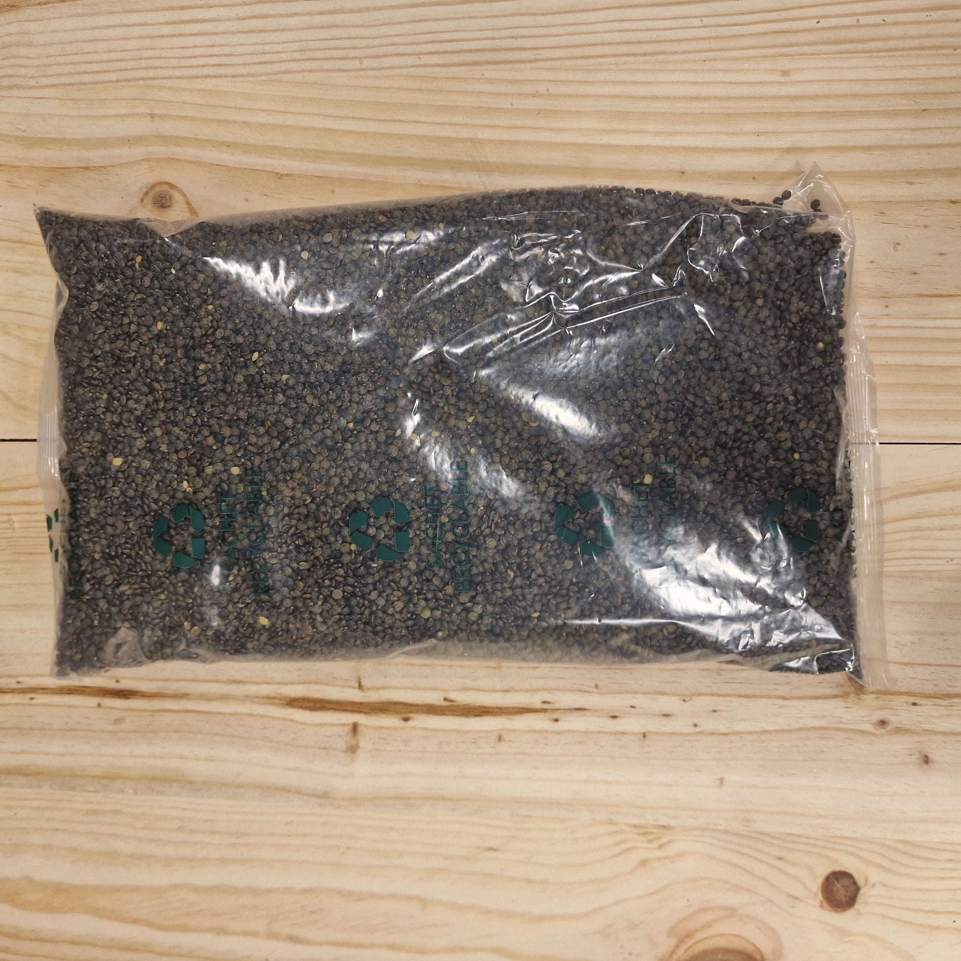 Lentilles verte biologique en sachet recyclable de 2.5 kg