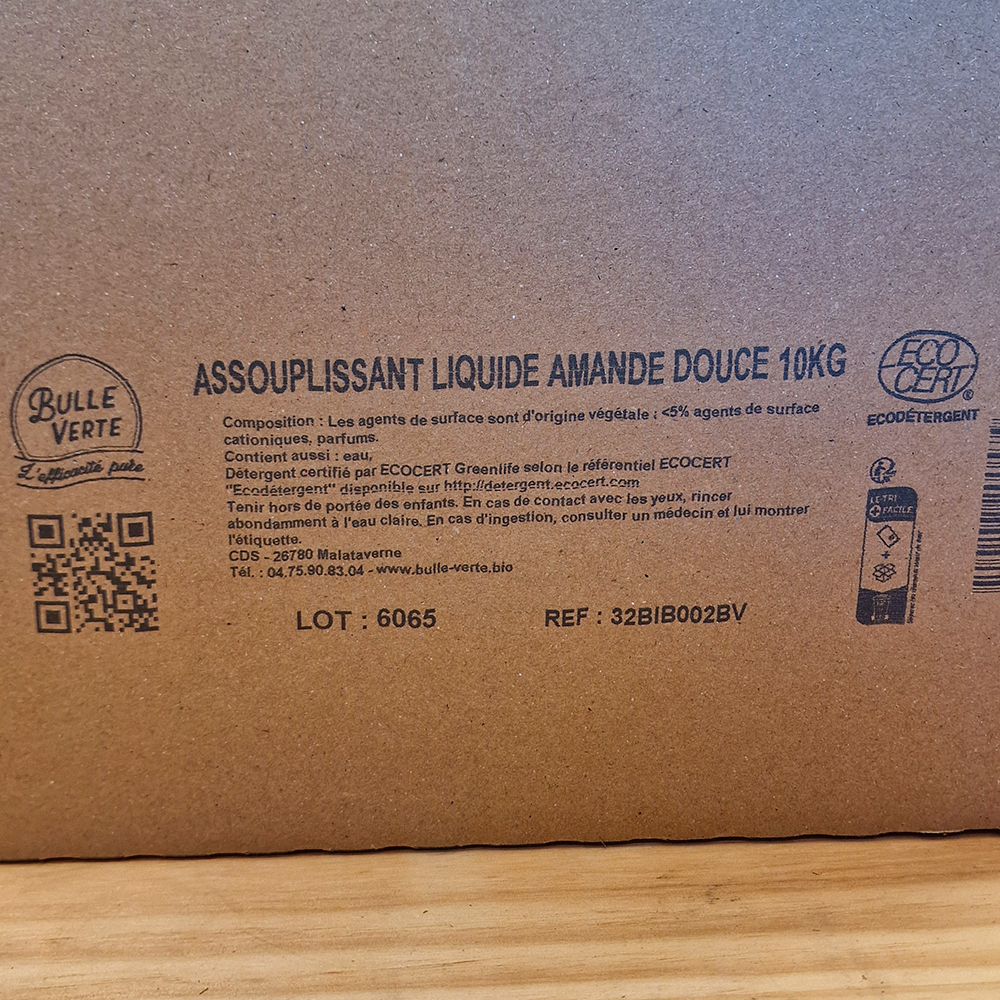 Assouplissant Amande douce 10kg gros format zéro déchets ingrédients