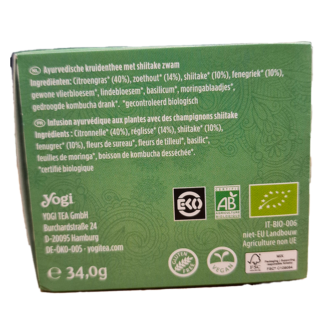 Bien être intestinal Yogi Tea infusettes biologiques ingrédients