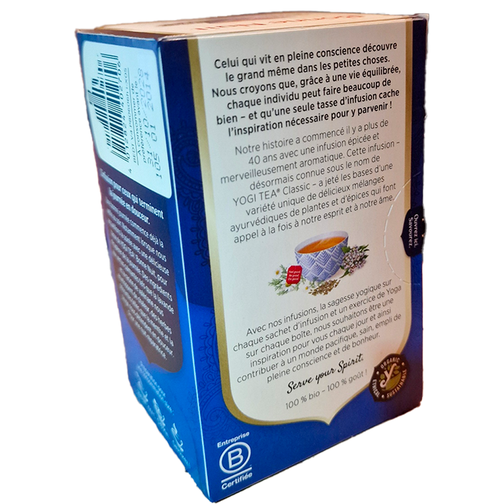 Infusion Bonne Nuit Yogi tea Biologique verso