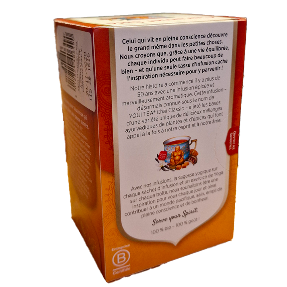 Infusion Caramel Yogi Tea Biologique verso