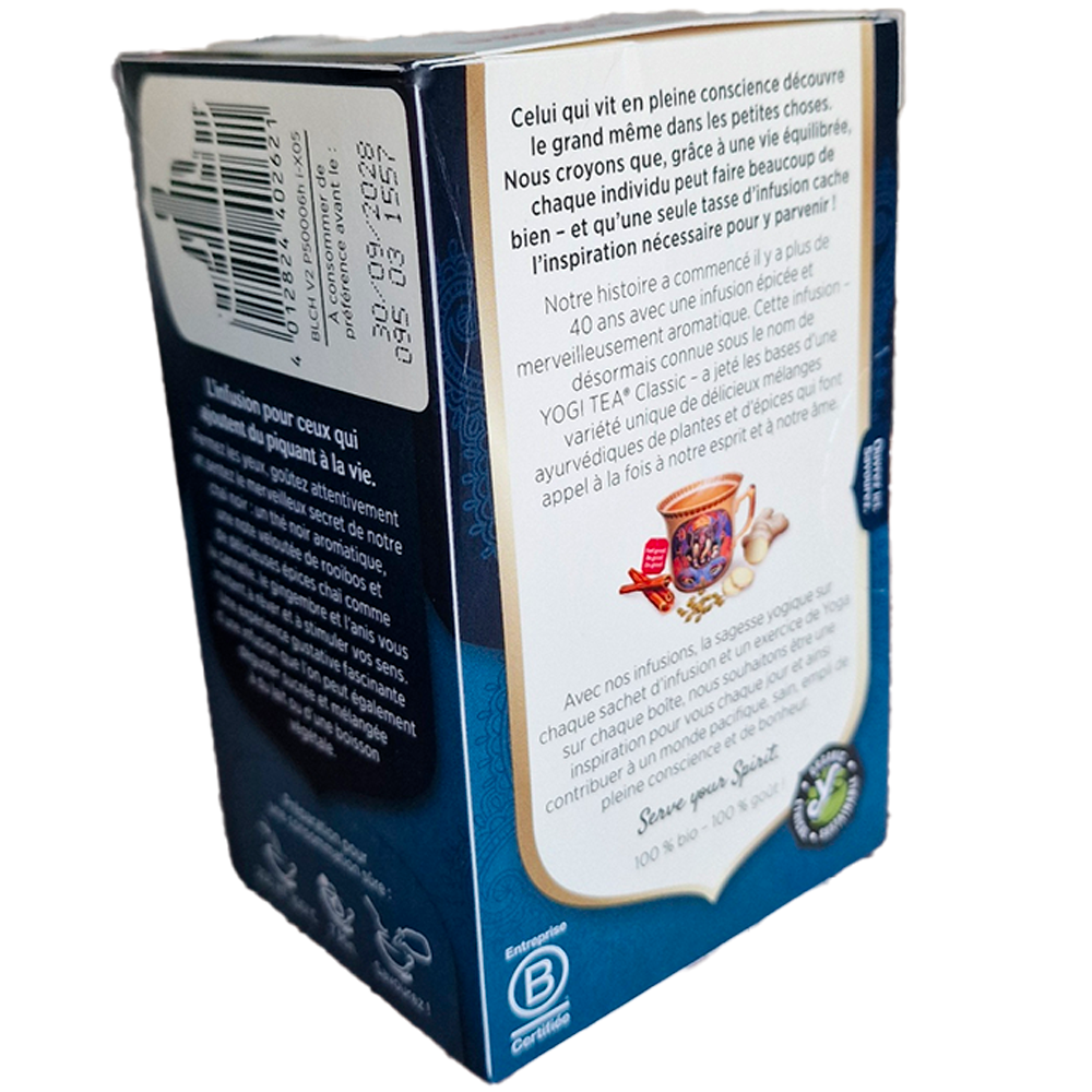 Infusion Chai assam Yogi tea biologique verso