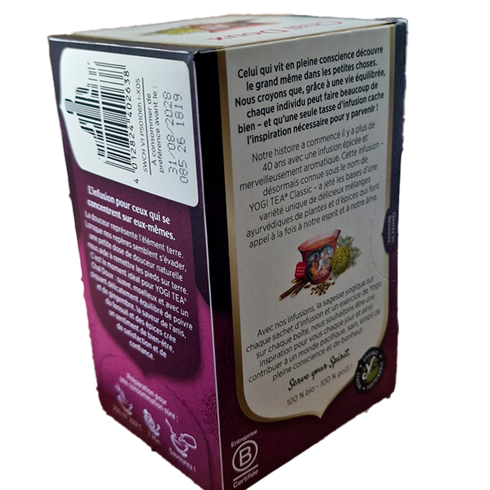 Infusion Chai Doux Yogi Tea Biologique verso