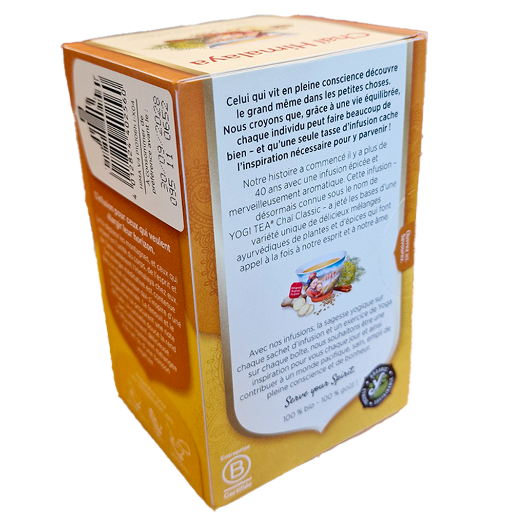 Infusion chai himalaya biologique Yogi tea verso