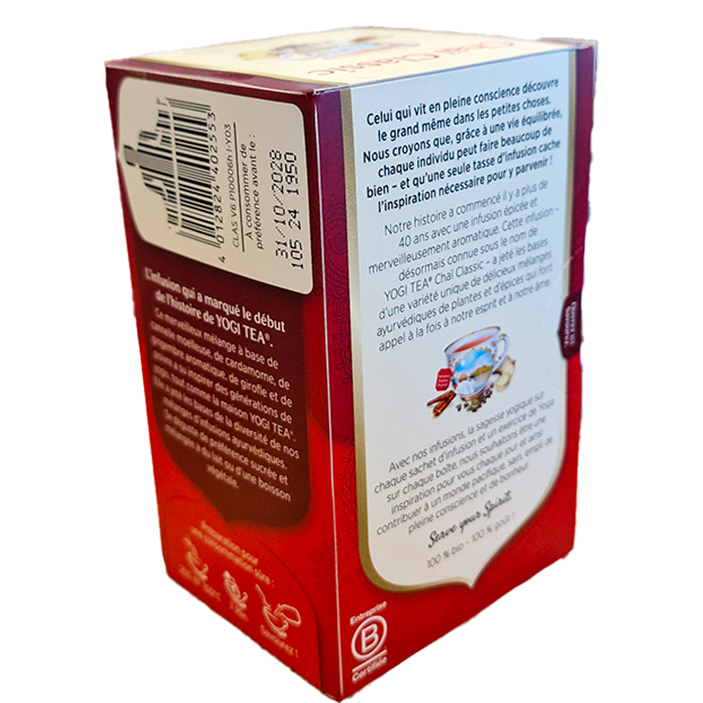 Chai Classic biologique Yogi Tea Infusion Verso