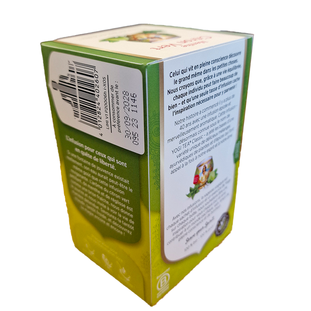 Infusion Citron vert Yogi tea  Verso