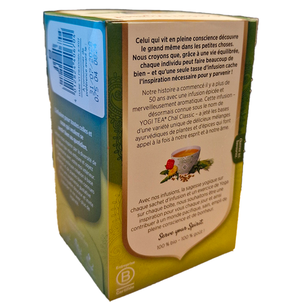 Infusion Confort Digestif Yogi tea Biologique verso