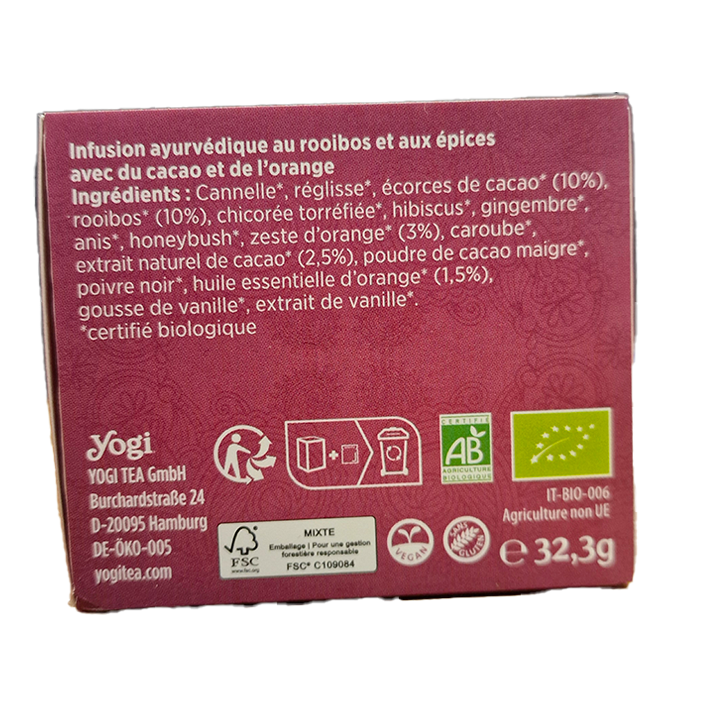 Yogi tea confort de l'âme infusettes Ayurvédique ingrédients