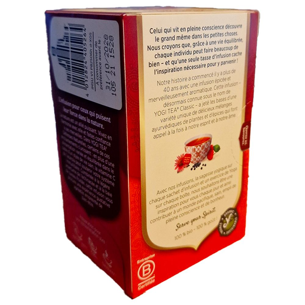 Infusion Defenses naturelles yogi tea biologique verso