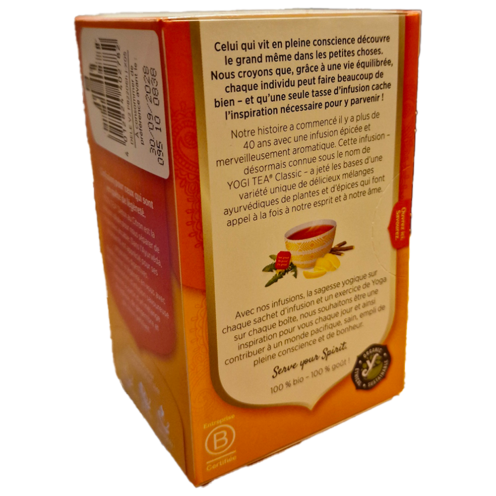 Infusion Detox au citron Yogi tea Biologique verso