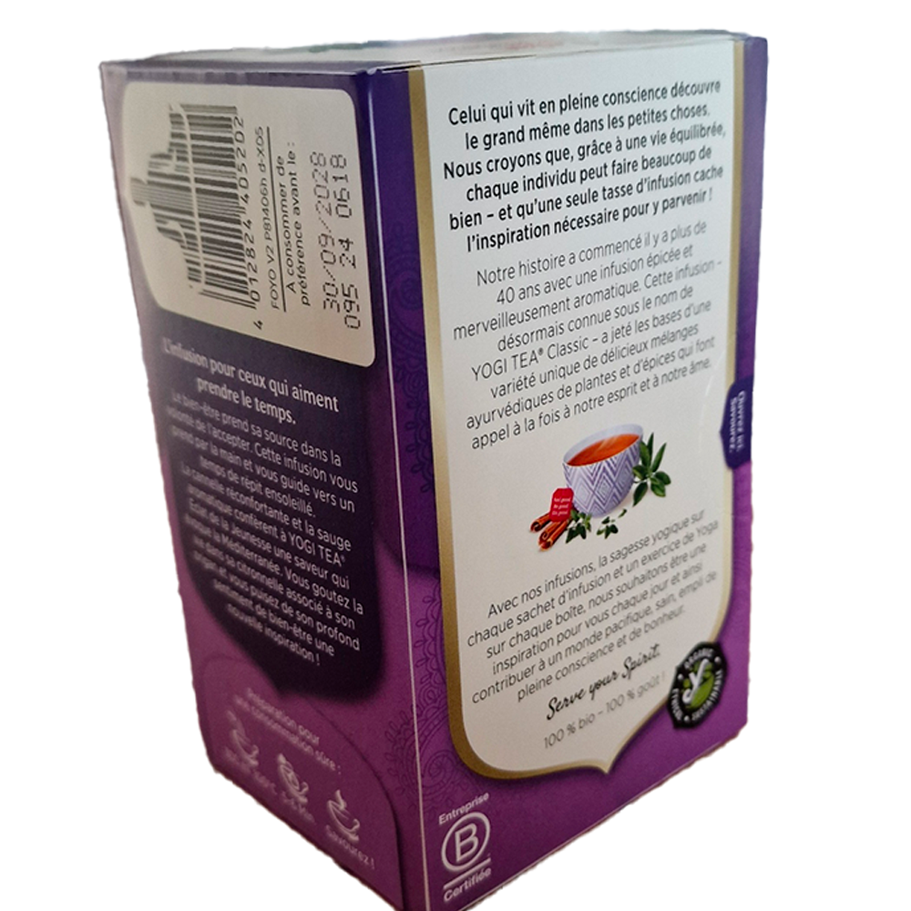 Infusion Eclat de la jeunesse Yogi Tea Biologique verso