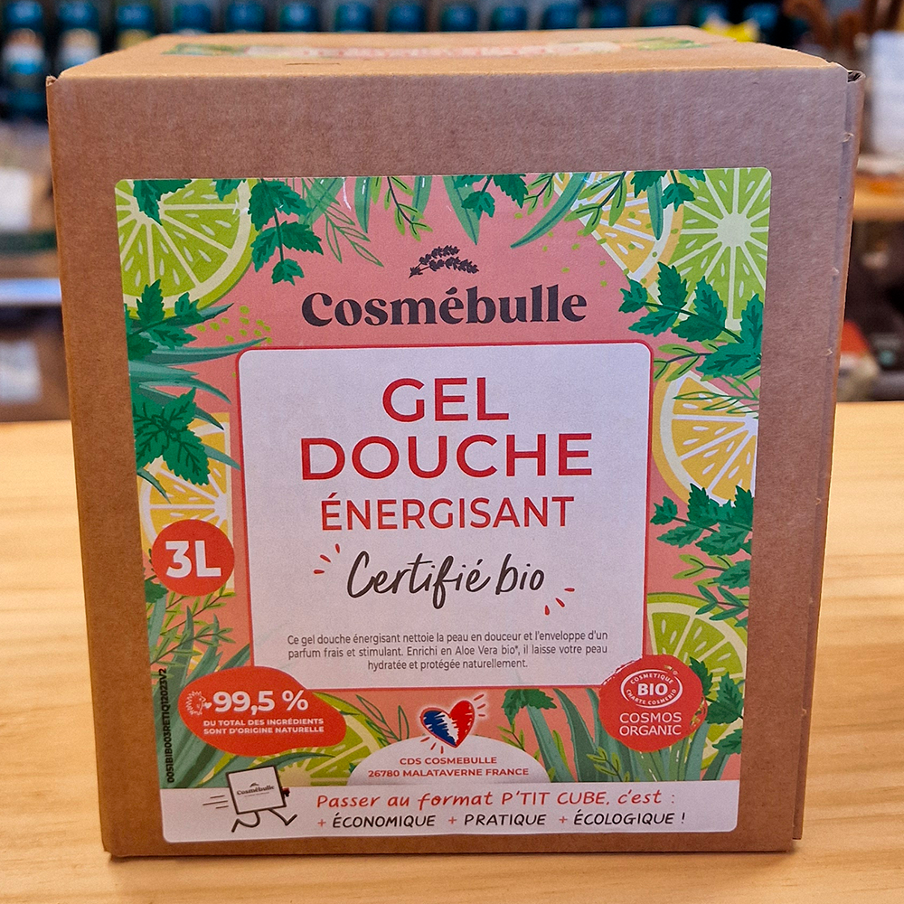 Gel Douche Énergisant Bio – Certifié COSMOS Organic – Format Économique 3L