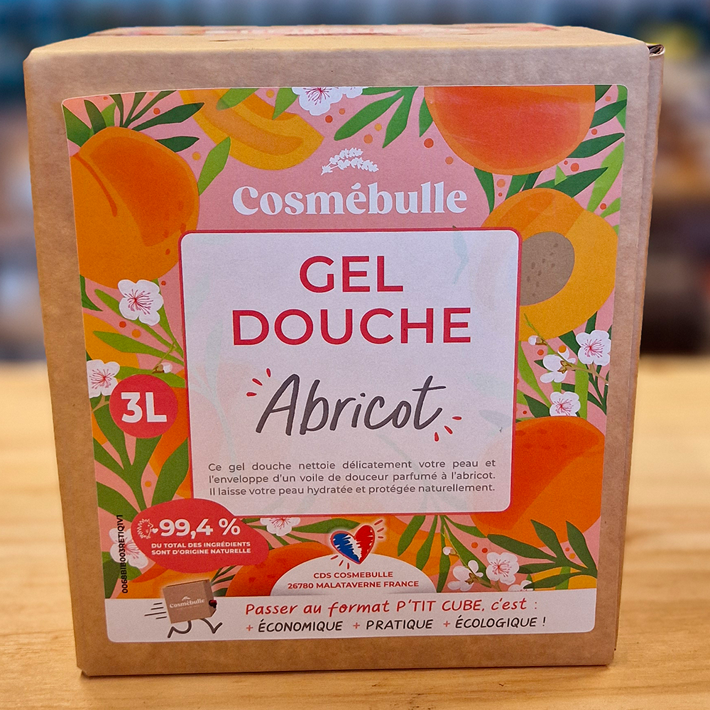 Gel Douche Abricot 3L – Certifié naturel – Format Économique & Écoresponsable
