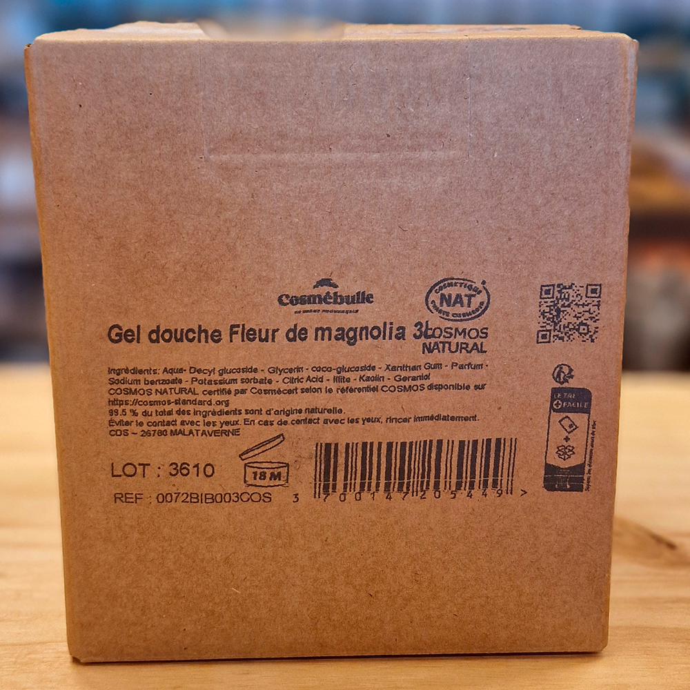 Gel Douche Fleur de Magnolia – Certifié COSMOS Natural – Format Économique 3L ingredients