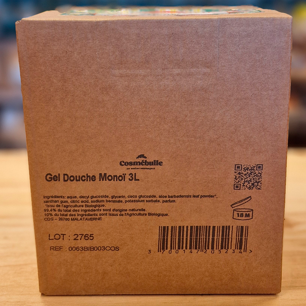 Gel Douche Monoï – Certifié bio – Format Économique 3L ingredients