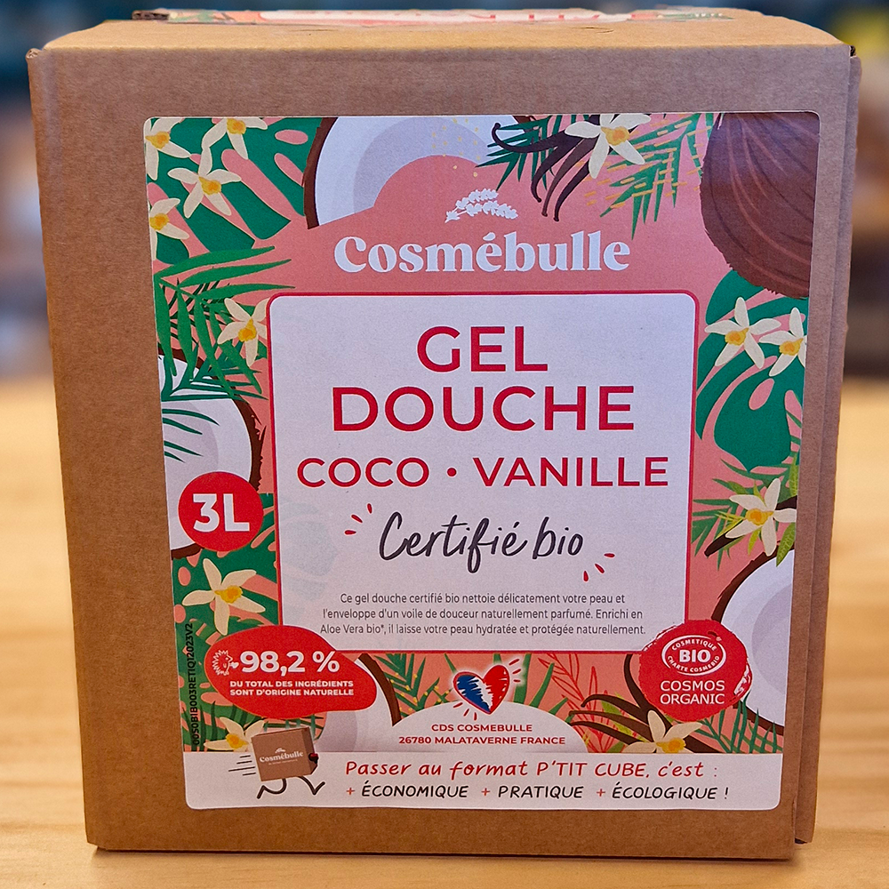 Gel Douche Coco & Vanille Bio – Certifié COSMOS Organic – Format Économique 3L
