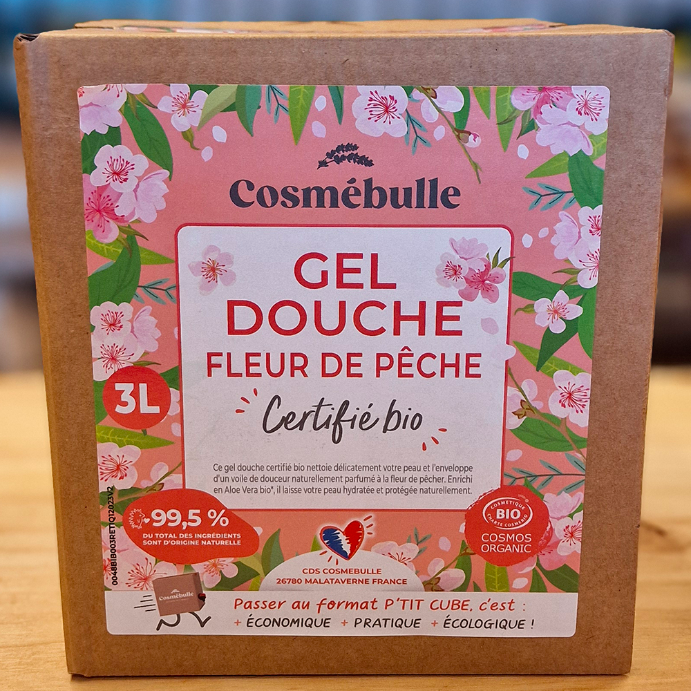 Gel Douche Fleur de Pêche Bio – Certifié COSMOS Organic – Format Économique 3L