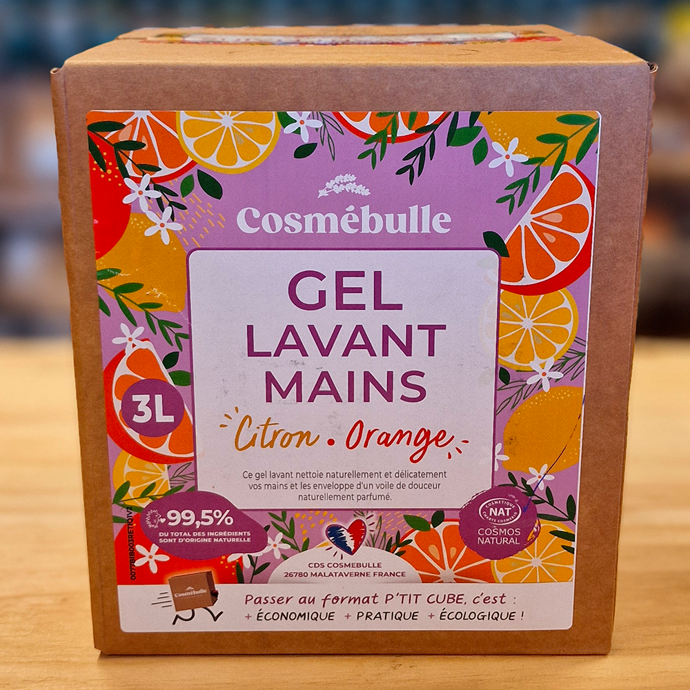 Gel Lavant Mains Citron & Orange Bio – Certifié COSMOS Natural – Format Économique 3L