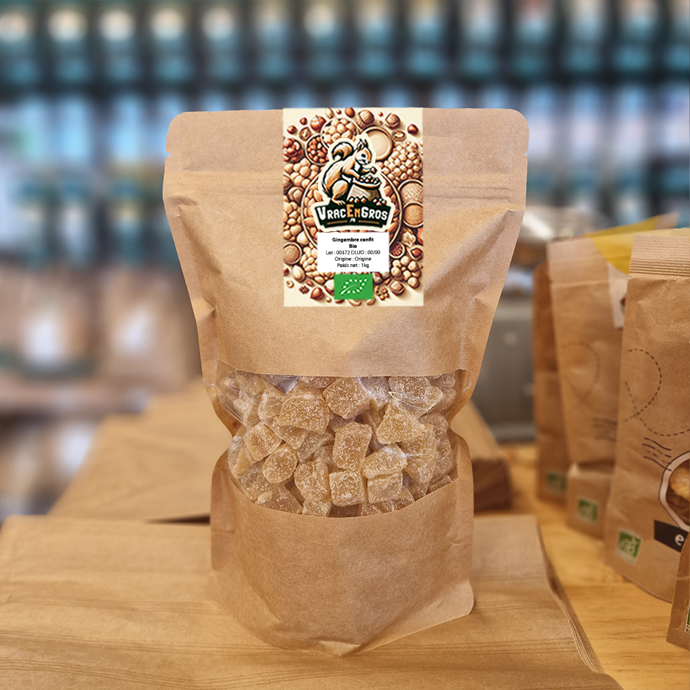 Gingembre confit biologique en sachet kraft