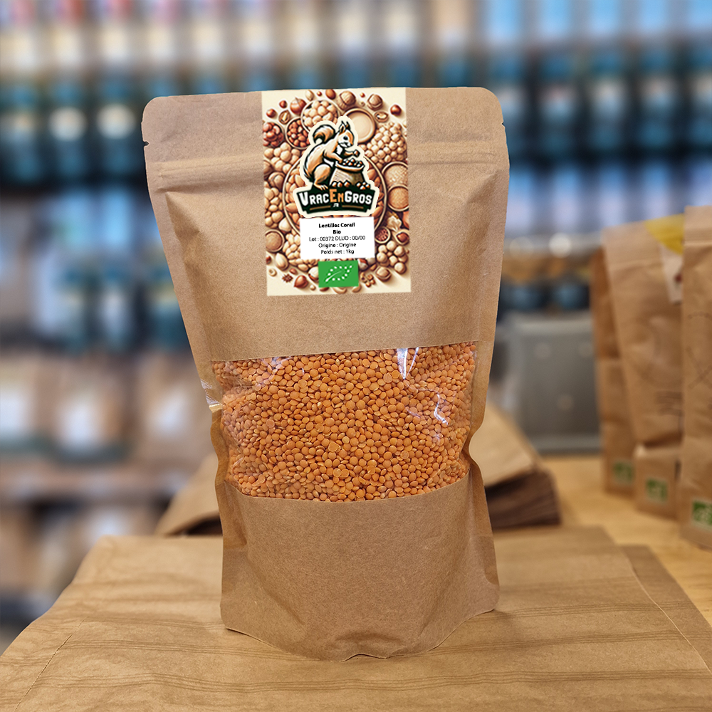 Lentilles corail biologique en sachet kraft