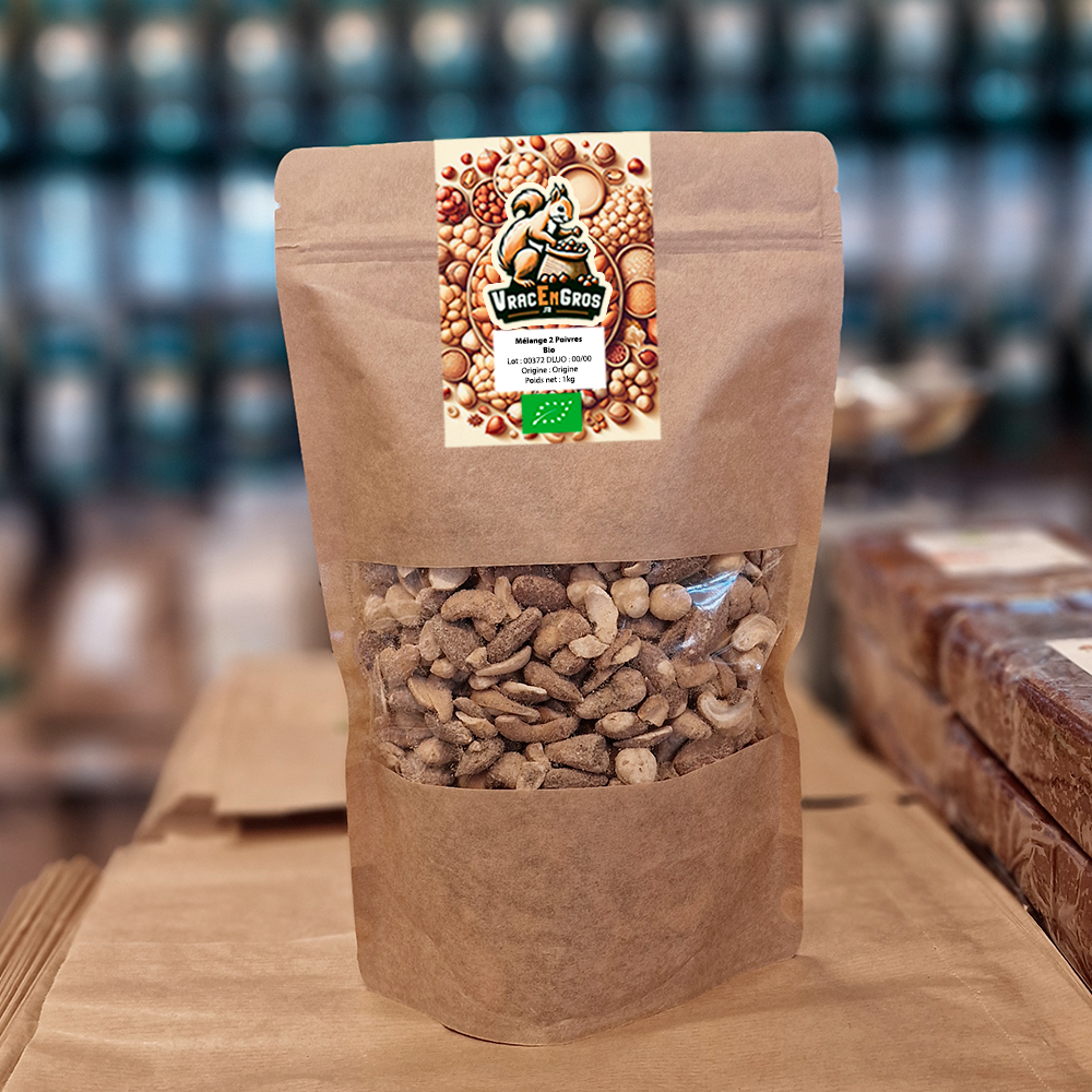 Mélange 2 poivres biologique en sachet kraft