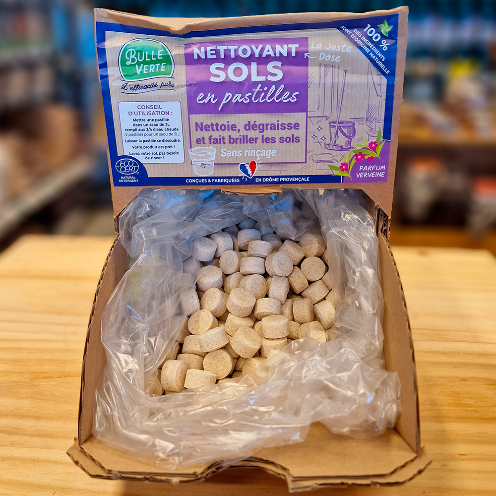 Nettoyant sols écologique en pastilles – Verveine – Bulle Verte – Vrac & zéro déchet