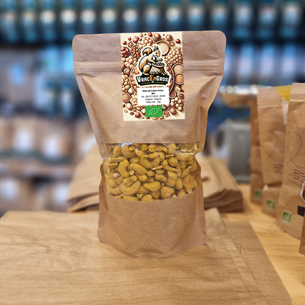 Noix de Cajou au curry biologique en sachet kraft