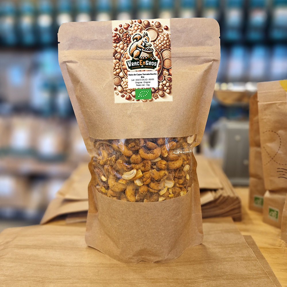 Noix de Cajou Tomate basilic biologique en sachet kraft