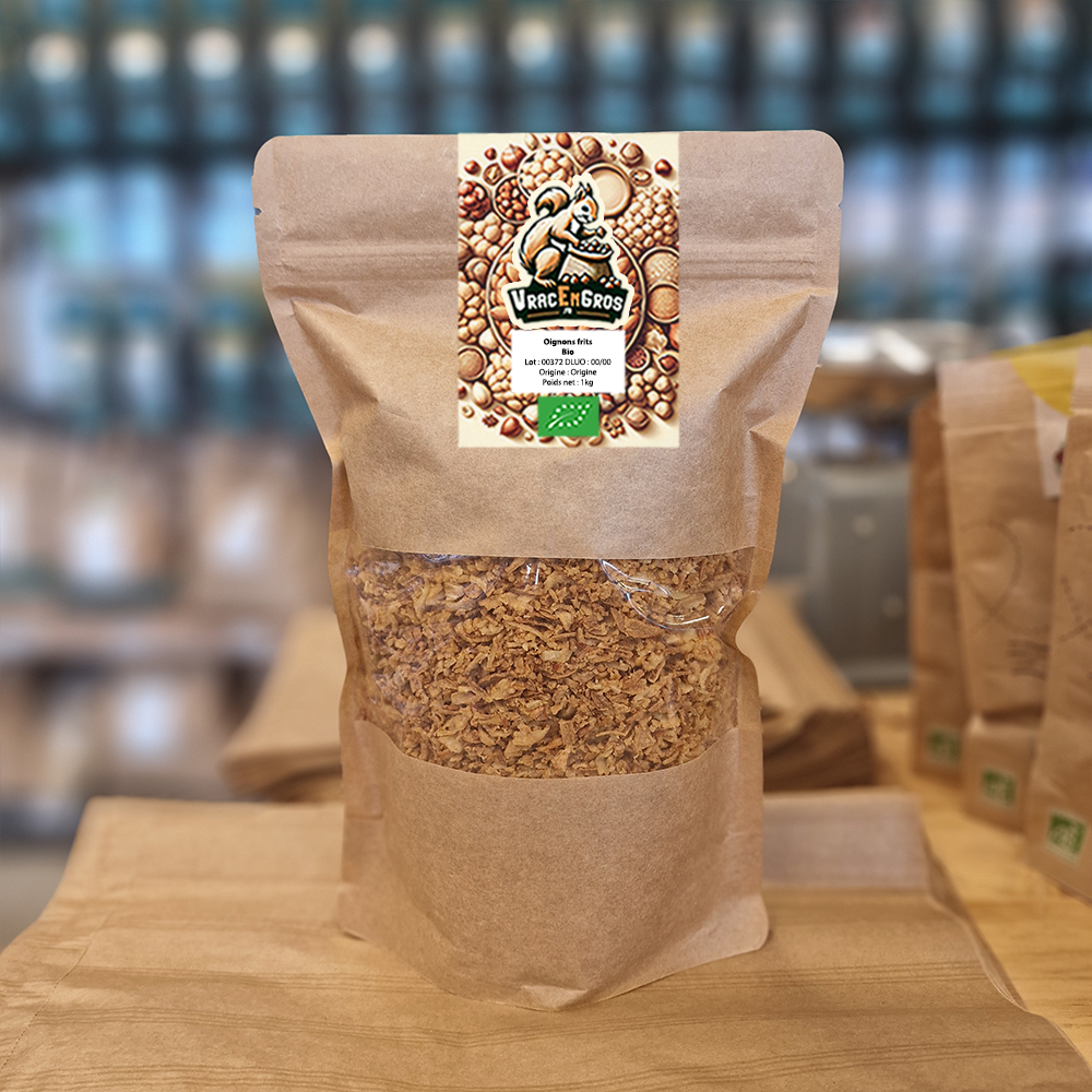 Oignons frits biologique en sachet kraft