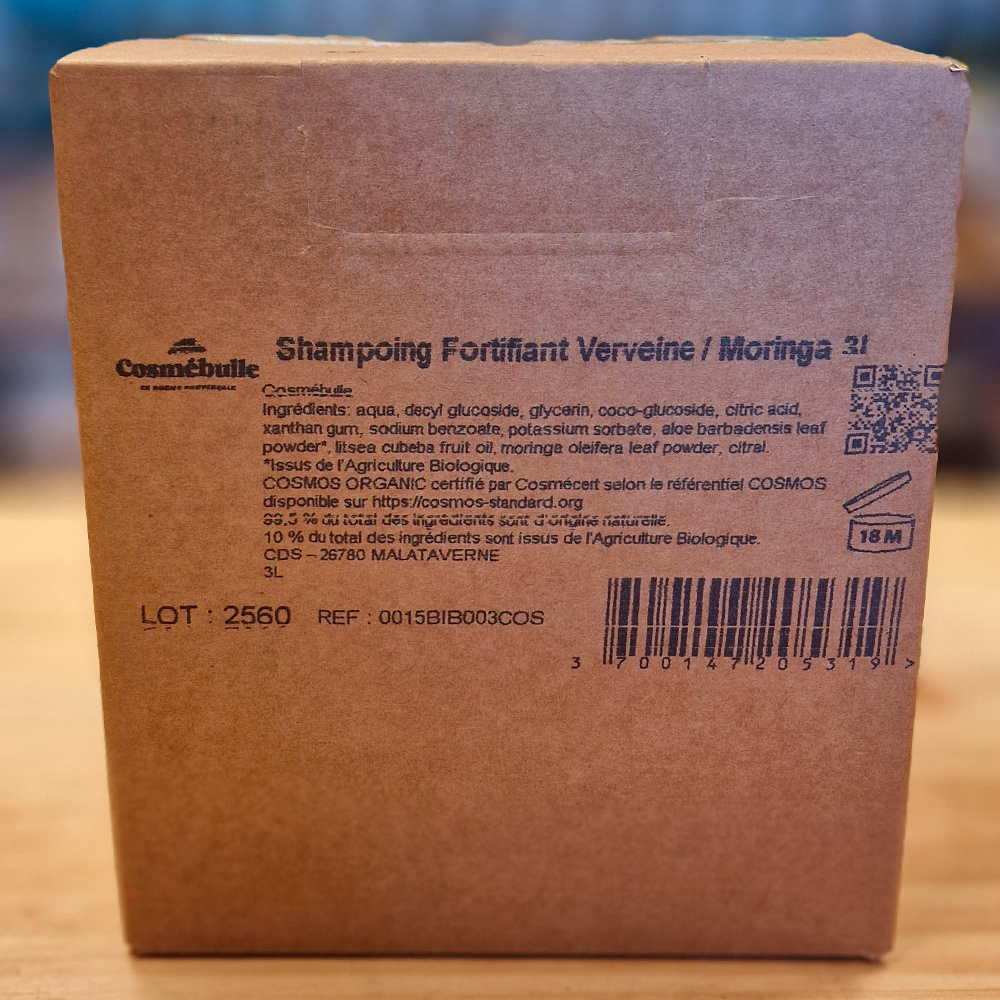 Shampoing Fortifiant Verveine & Moringa Bio – Certifié COSMOS Organic – Format Économique 3L ingrédients