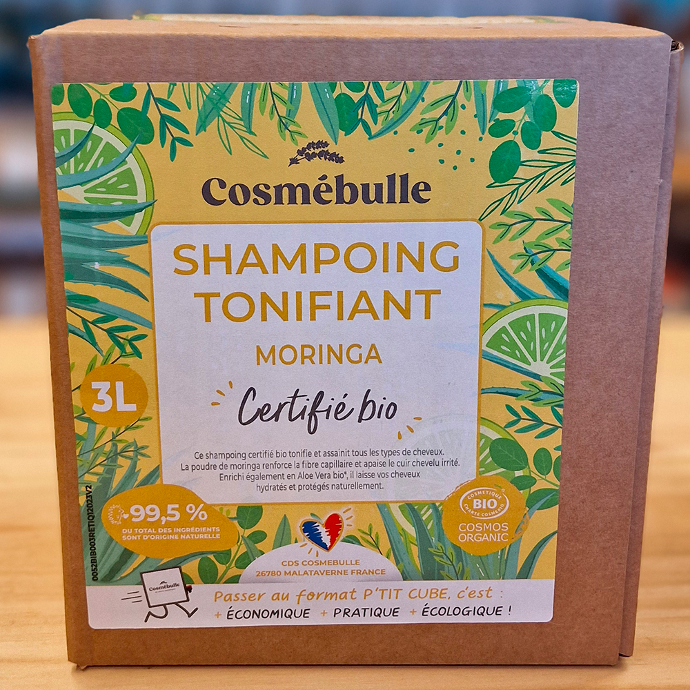 Shampoing Tonifiant Moringa – Certifié bio – Format Économique 3L