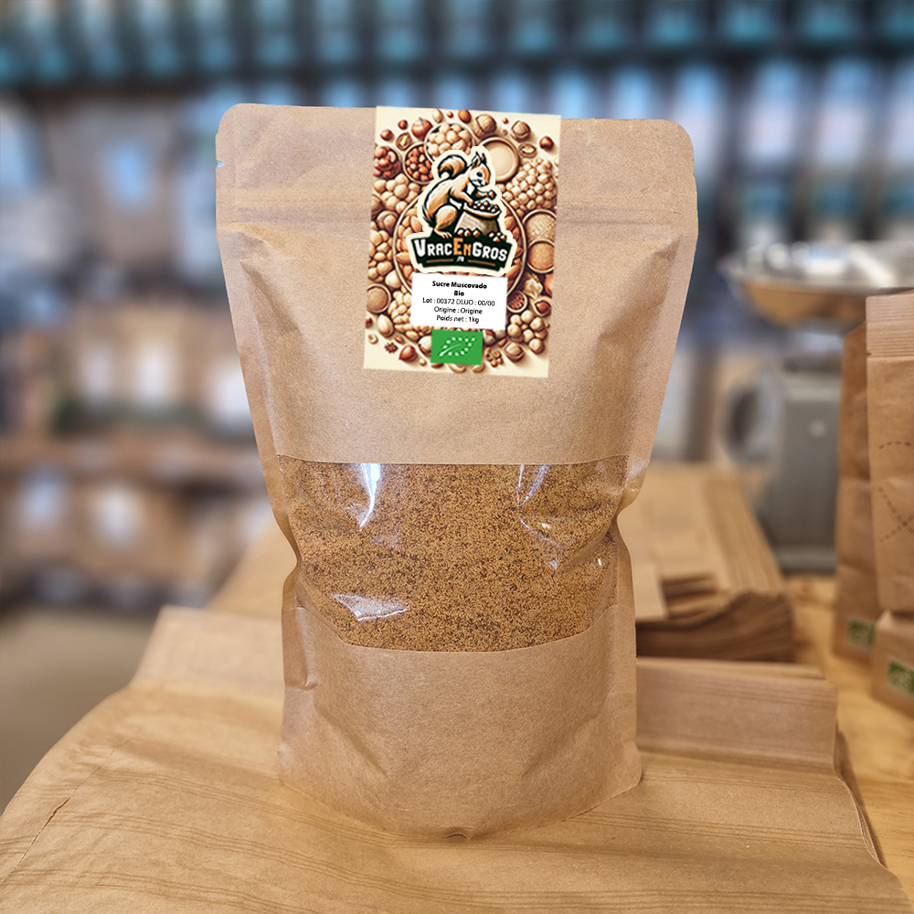 Sucre muscovado biologique en sachet kraft