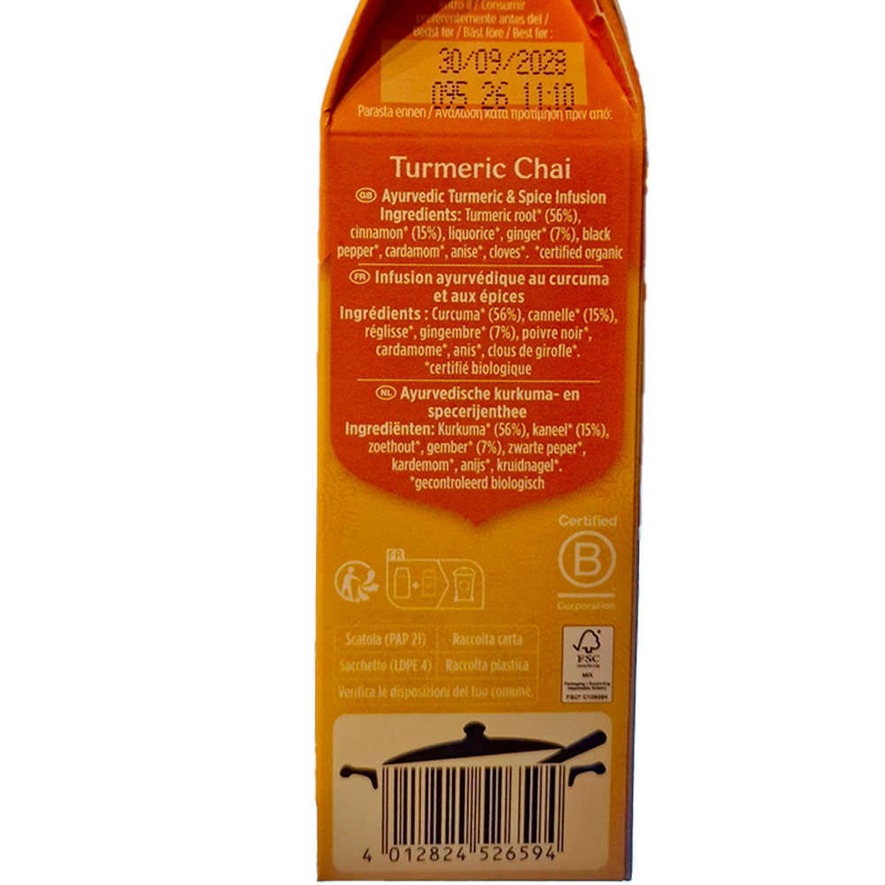 Infusion Turmeric Yogi Tea Biologique ingredients